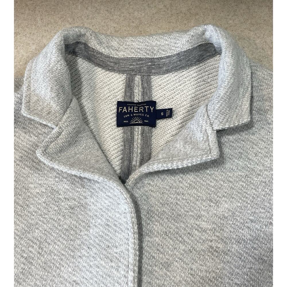 Faherty Inlet Women's Size Small Cotton Blend Knit Blazer Cardigan Jacket Gray - Picture 10 of 13